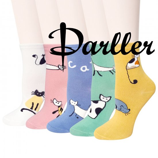 Darller 5 Pairs Womens Colorful Cute Animal Design Casual Cotton Crew Socks by Darller - Click Image to Close