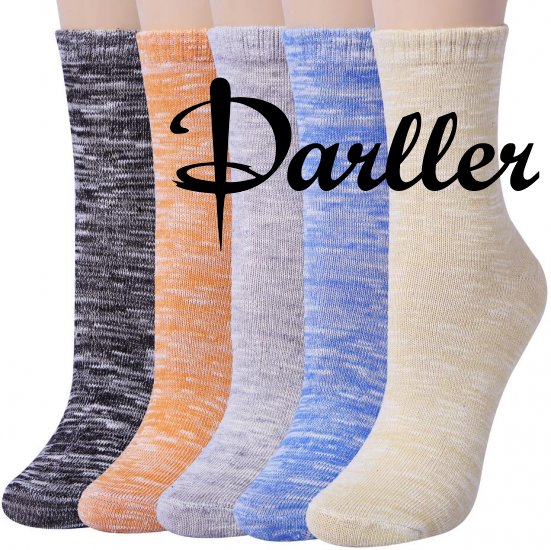 Darller 5 Pairs Womens Mens Cotton Casual Crew Socks Fashion Vintage Socks - Click Image to Close