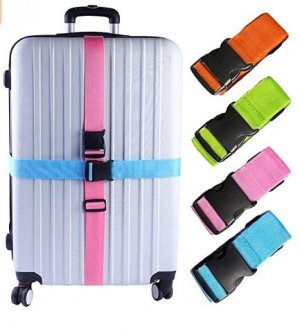 Darller 4 PCS 74" x 2" Luggage Straps Suitcase Belts Wide Adjustable Packing Straps Travel Accessories, Multicolored