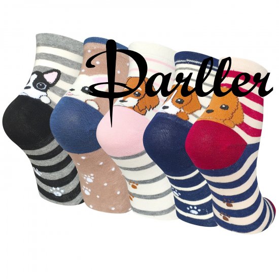 Darller 5 Pairs Womens Cute Animal Design Colorful Cotton Casual Crew Socks by Darller - Click Image to Close