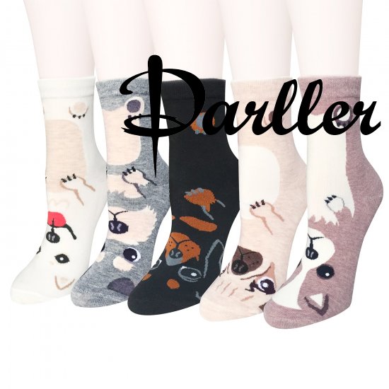 Darller 5 Pairs Womens Cute Animal Design Colorful Cotton Casual Crew Socks by Darller - Click Image to Close