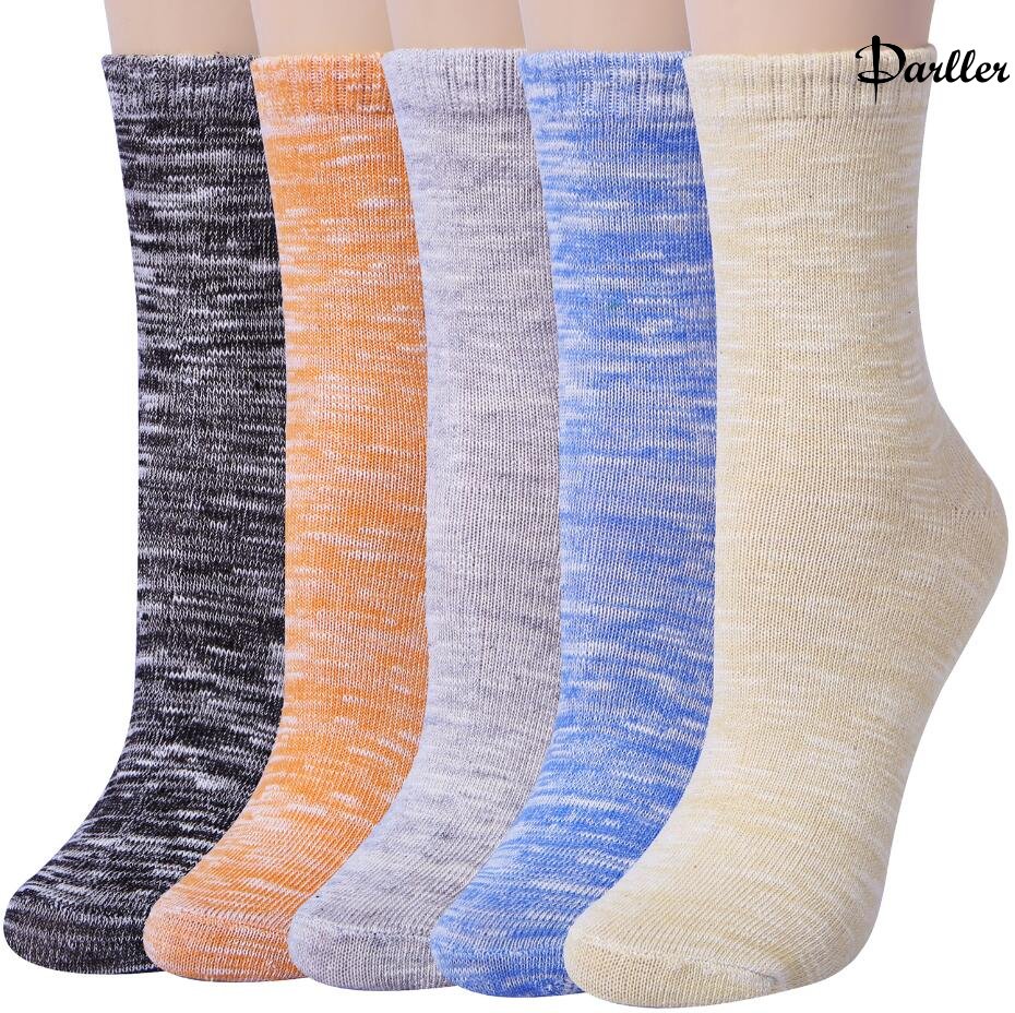 Darller 5 Pairs Womens Mens Cotton Casual Crew Socks Fashion Vintage Socks