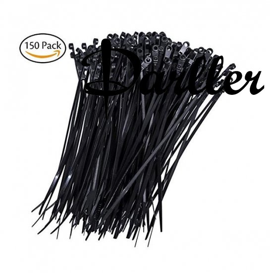 Darller 150 Pcs Premium Heavy Duty Zip Ties - Black 8-Inch Nylon Cable Ties - Plastic Wire Ties Wraps - Click Image to Close