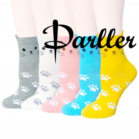 Darller 5 Pairs Womens Colorful Cute Animal Design Casual Cotton Crew Socks by Darller - Click Image to Close